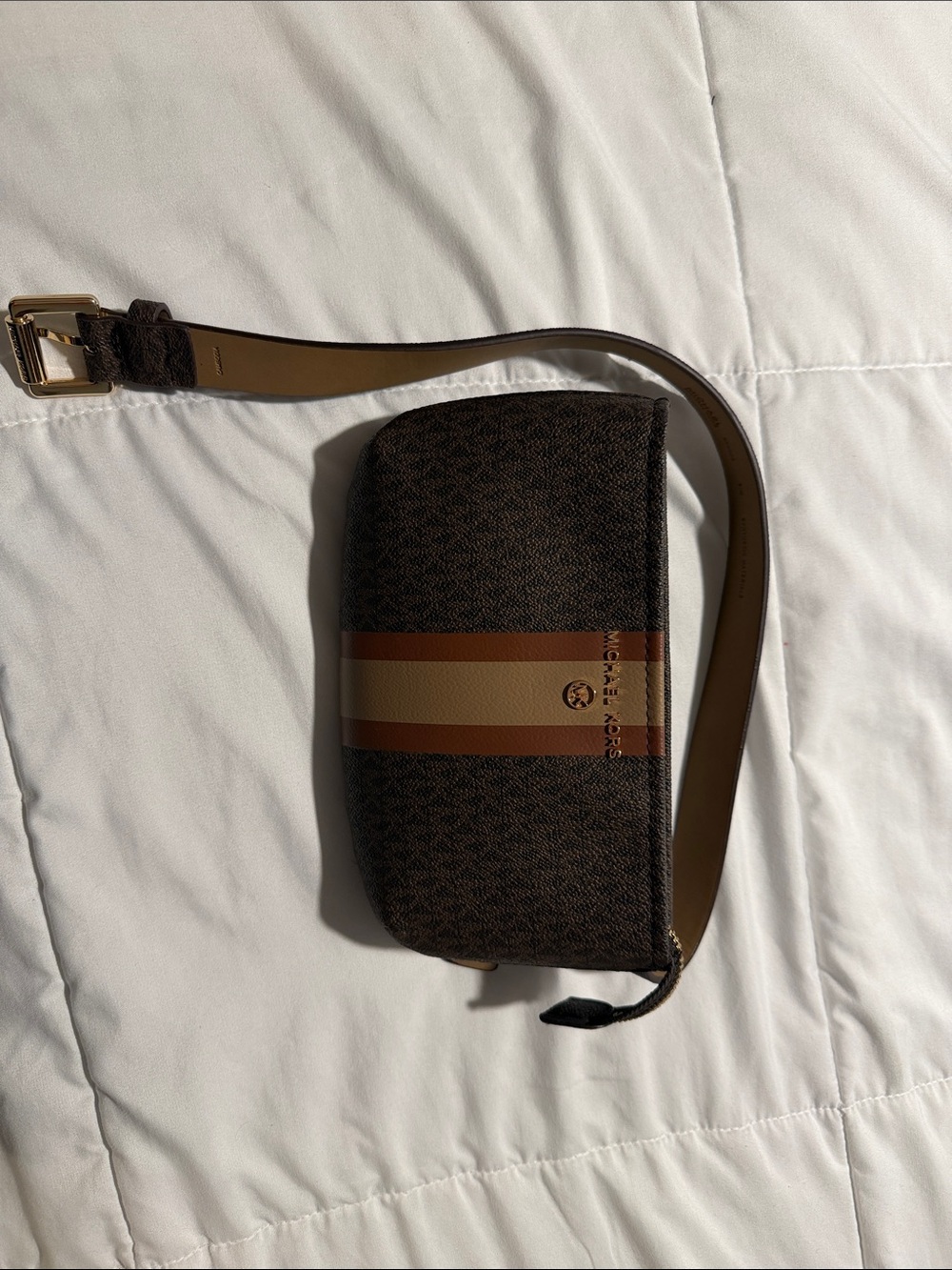 Michael Kors Brown and Tan Logo Belt Bag